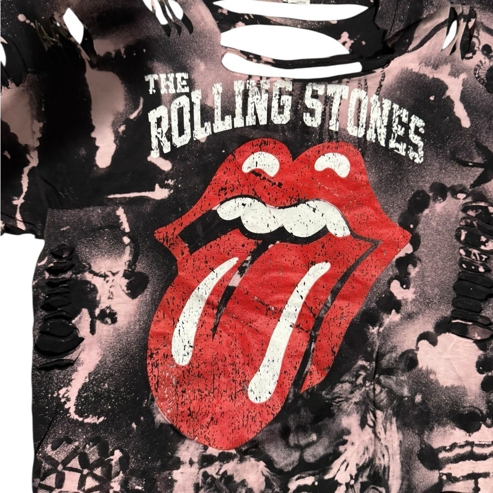 Rolling Stones Tongue Logo T-shirt Customized Acid Washed Pink And Black Sz XL - Picture 2 of 5